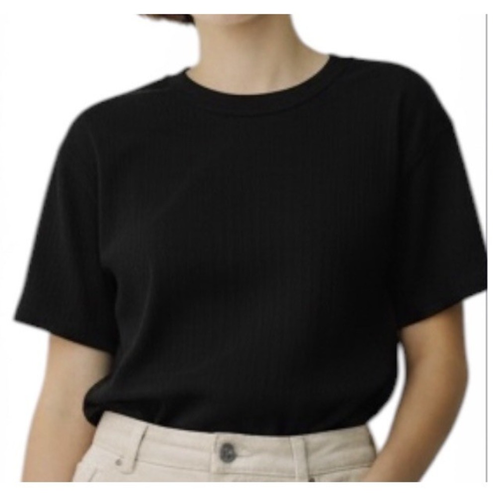 Chicos Travelers Liquid Knit Short Sleeve Shirt Top Size 2 Large Black Classy